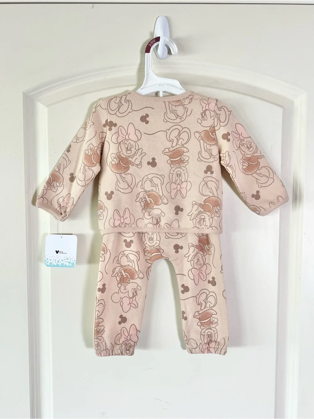 Disney Baby Minnie Mouse NWT Sweatsuit Set Neutral Tan Loungewear 3/6 M